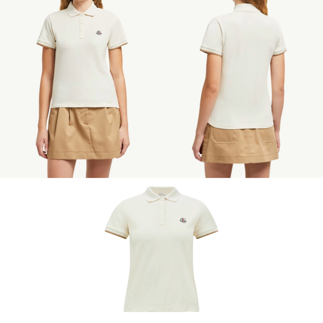 몽클레르 로고 패치 코튼 피케 폴로 셔츠 화이트 K10938A0000184720034