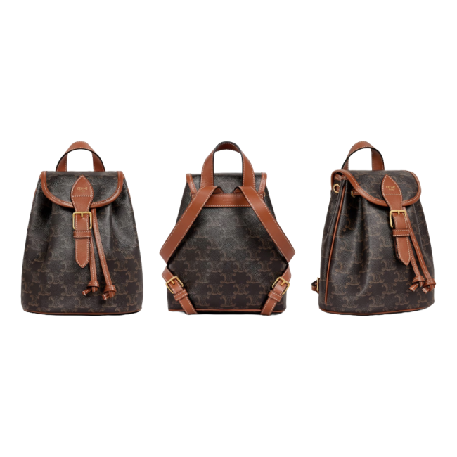 셀린느 트리옹프 캔버스 카프스킨 미니 백팩 폴코 탄 197662CAS04LU