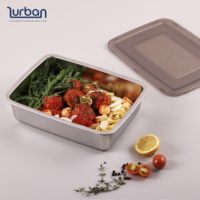 쉬젤 러반 스테인렌스 렉탱글밧드3PCS-(중)밧드본체-25x19cm/커버/와이어랙