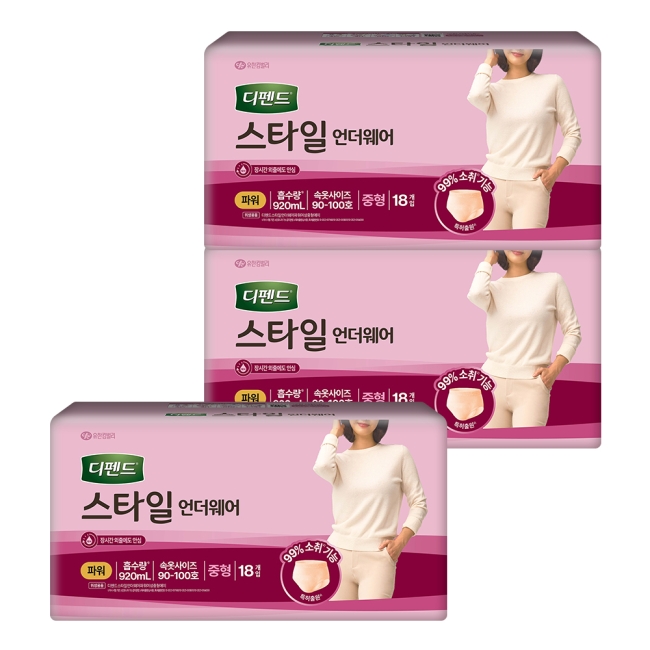 디펜드 스타일 언더웨어 여성 파워 중형 18PX3팩
