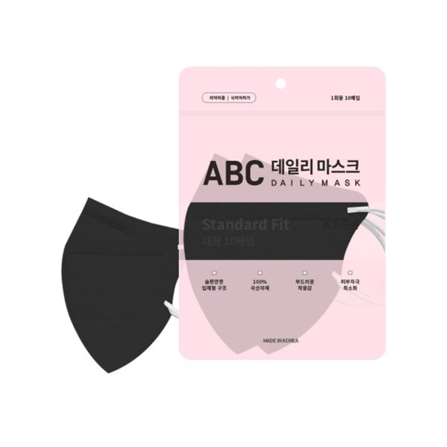  ABC 새부리형 KF94 마스크  대형  블랙 1000매(10매입X100개)