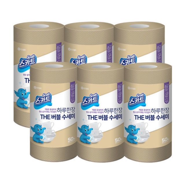 스카트 The 버블 수세미 베이지 50매X6롤