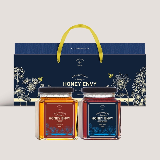 [허니엔비] 천연꿀 500g 2종 세트 (용안꿀 500g + 야생화꿀 500g) 
