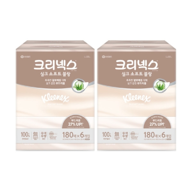 크리넥스 실크소프트 블랑 180매 6입X2팩