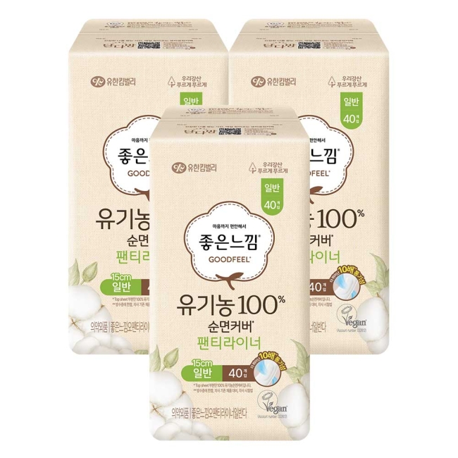 좋은느낌 라이너 유기농순면 일반 40PX3팩