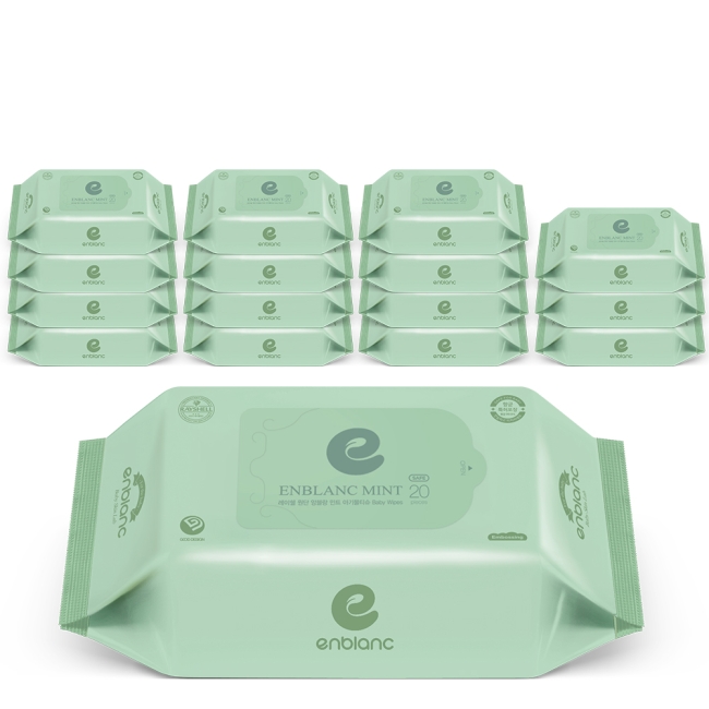 앙블랑 물티슈 세이프 민트 휴대리필형 20매X16팩