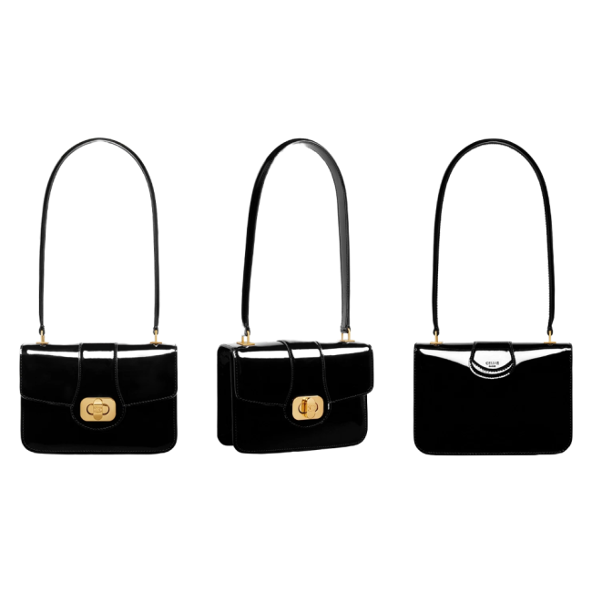 셀린느 틴 셀린느 조세핀 백 페이턴트 카프스킨 블랙 121423FYE38NO