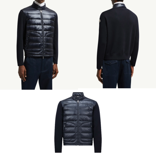 몽클레어 패딩 울 집업 가디건 블루 K10919B00016M1131776