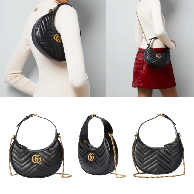 구찌 GG 마몽 하프문 쉐이프 미니백 블랙 699514DTDHT1000