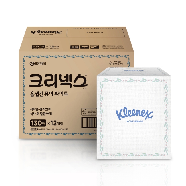 크리넥스 홈냅킨 퓨어화이트 130매 12입