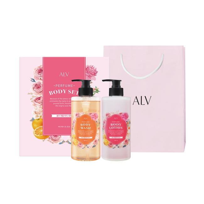 (롯데백화점 판매용)[올브] 퍼퓸 바디워시 + 퍼퓸 바디로션 400ml 2종세트_(10개)_쇼핑백 증정