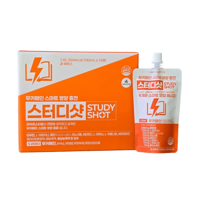 국민영양 에너지 드링크 스터디샷 무카페인 타우린 데아닌 아르기닌 비타민B 100ml, 10개