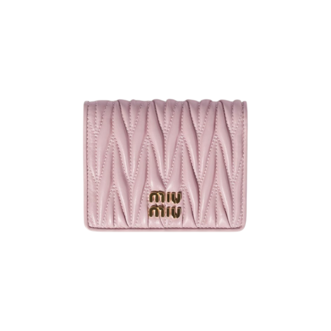 미우 미우 마테라쎄 나파 가죽 반지갑 앨러배스터 핑크 5MV204AFPPF0E18