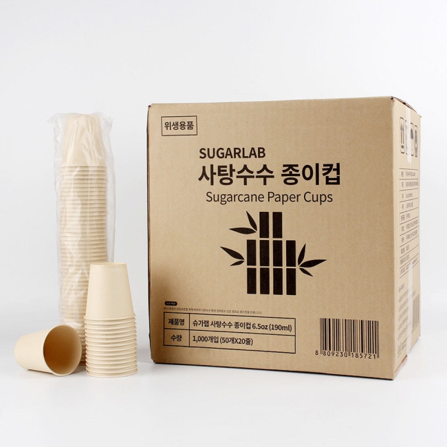 슈가랩 사탕수수 종이컵 190ml, 1000개입, 1개