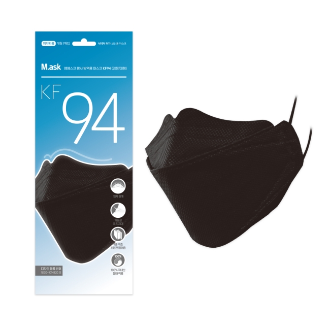  팡팡온스토어 식약처허가 미세먼지 엠에스크 황사마스크 검정색 KF94  90매 국내산