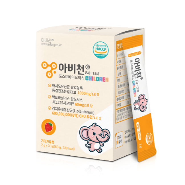 아비천 포스트바이오틱스 8~13세 칠드런 유산균 2g x 30포 1박스