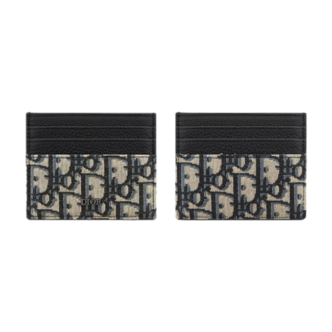 디올 카드 홀더 베이지 블랙 디올 오블리크 자카드 2ESCH135YSEH05E