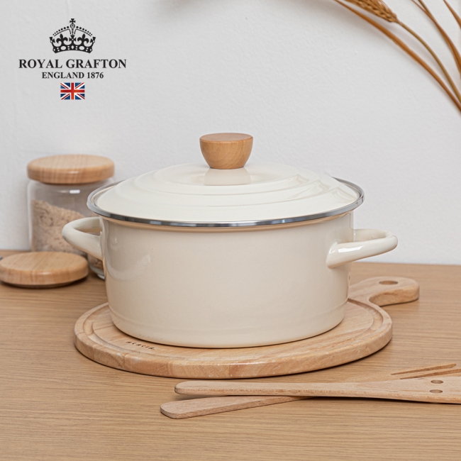 로얄그래프톤 바닐라크림 IH 법랑냄비 양수20