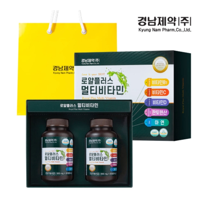경남제약 로얄플러스멀티비타민  900mg x 60정 x 2병 + 쇼핑백