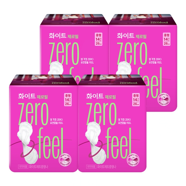 화이트 제로필 생리대 중형 14PX4팩