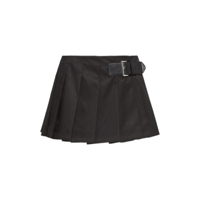 프라다 플리티드 리나일론 미니스커트 블랙 21H9221WQ8F0002