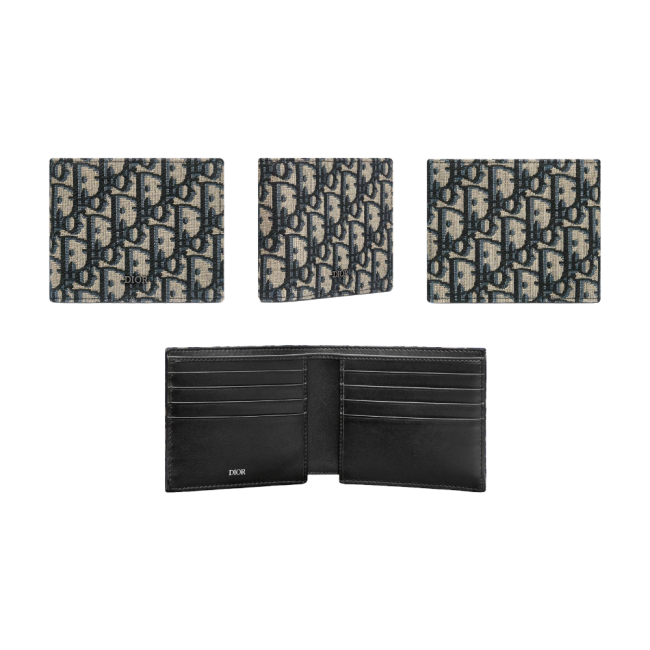 디올 컴팩트 지갑 베이지 블랙 디올 오블리크 자카드 2OBBH027YSEH05E