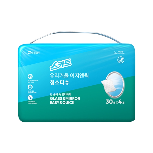 스카트 유리거울 이지앤퀵 청소티슈 30매X4입