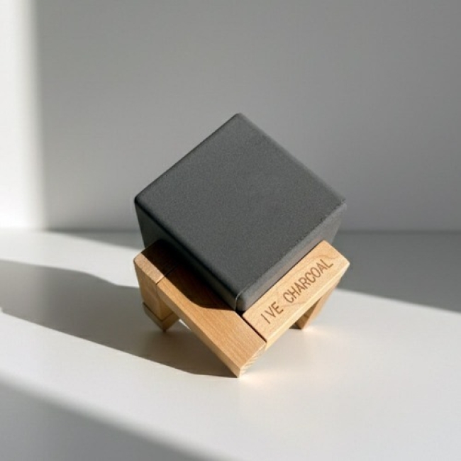 [이브차콜] 하프큐브 + 거치대 세트 (숯50 : 제올라이트50) Level2 200g