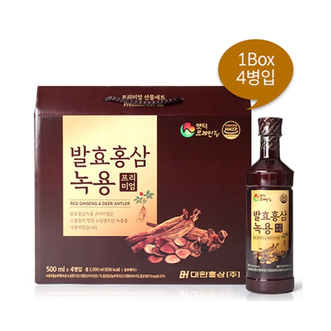 [대한홍삼] 발효홍삼녹용 프리미엄 500ml x 4병
