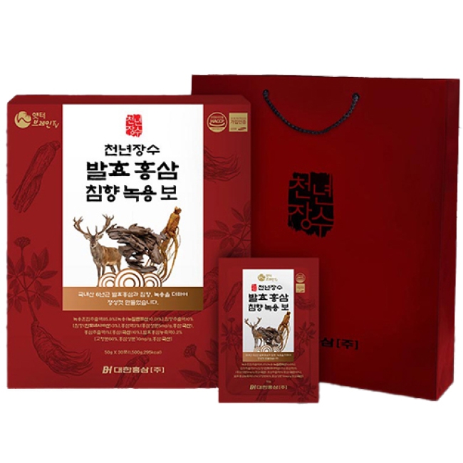 [대한홍삼] 발효홍삼 침향녹용보 50ml x 30포_쇼핑백 증정