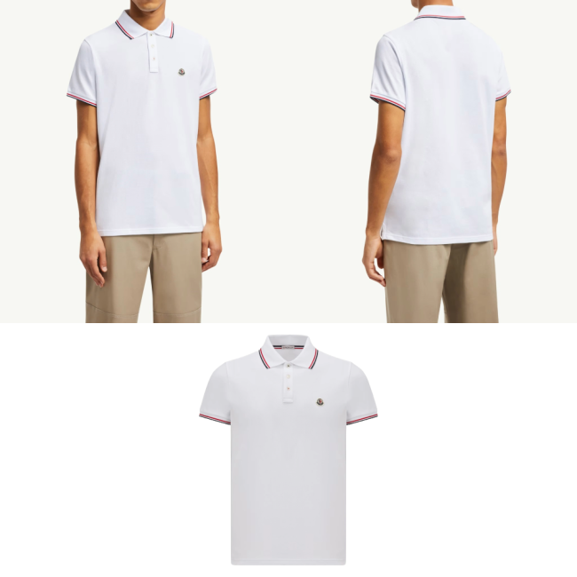 몽클레르 트리밍 코튼 피케 폴로 셔츠 옵티컬 화이트 K10918A7030084556001