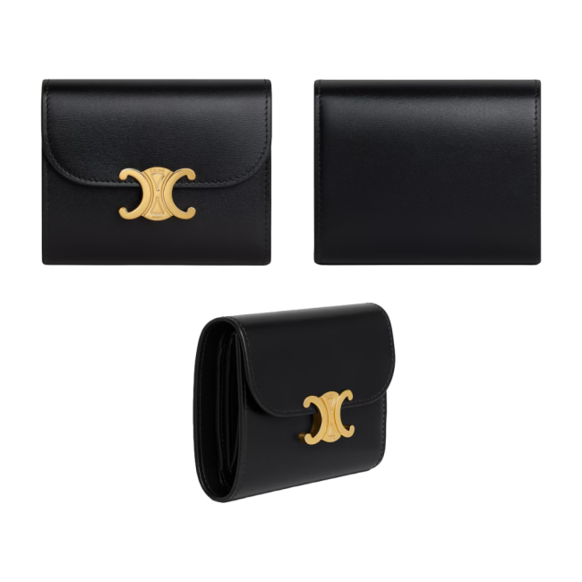 셀린느 스몰 월렛 트리옹프 샤이니 카프스킨 블랙 10D783DPV38NO