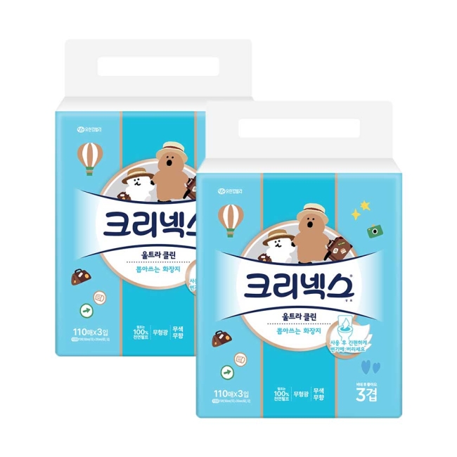 크리넥스 3겹 울트라클린 팝업 뽑아쓰는 화장지 110매X3입X2EA