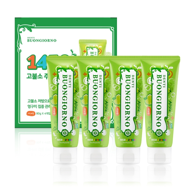 덴티본조르노 1450 고불소 주니어 치약 80g 4개입 사과향(116297) 