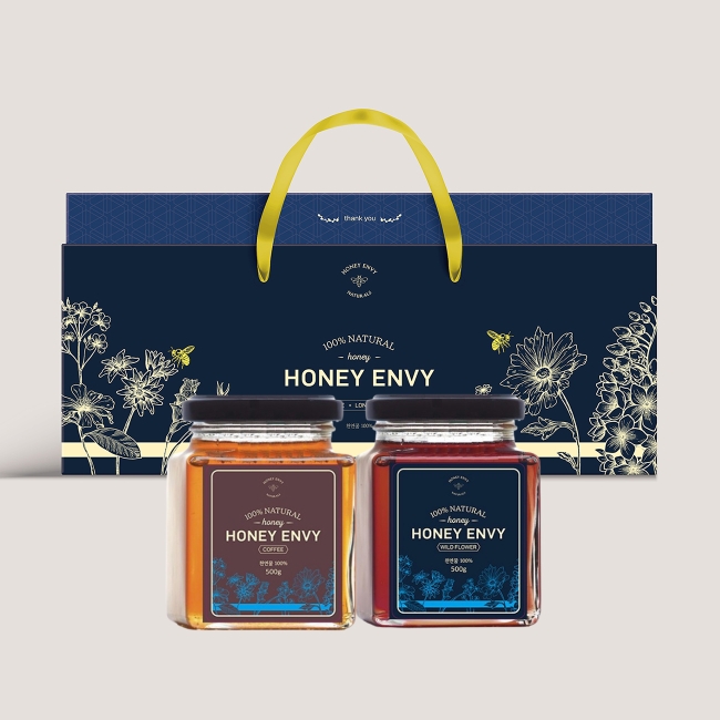 [허니엔비] 천연꿀 500g 2종 세트 (커피꿀 500g + 야생화꿀 500g) 