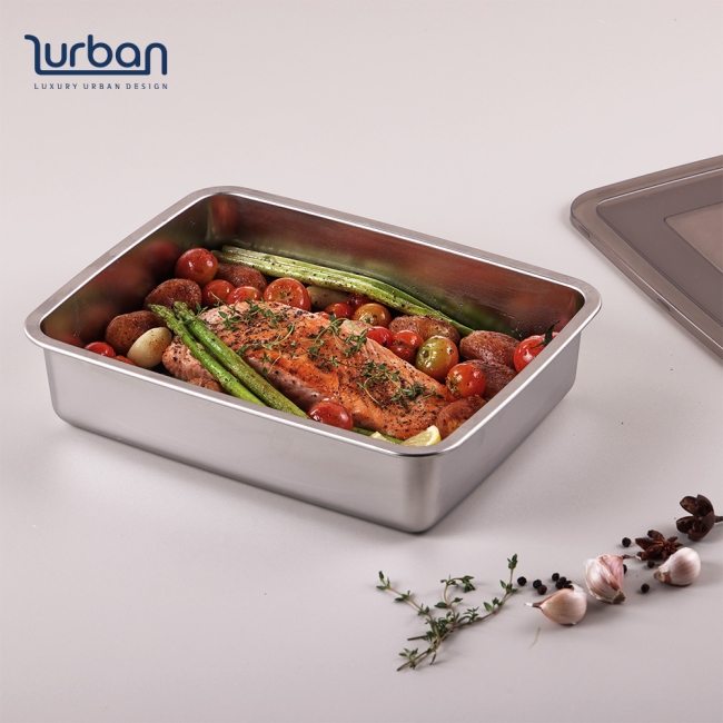 쉬젤 러반 스테인렌스 렉탱글밧드3PCS-(대)밧드본체-29x22.5cm/커버/와이어랙