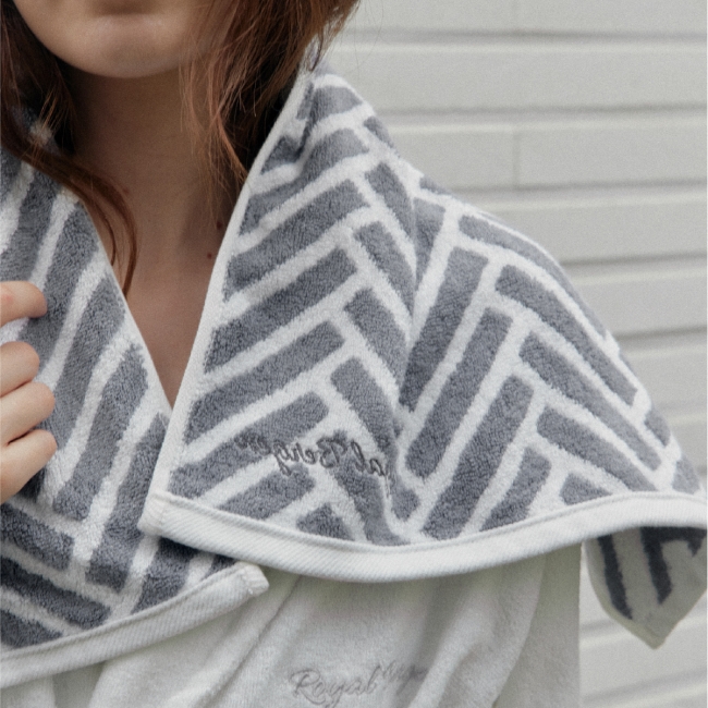 로얄베르겐 프리미엄 뱀부타올 먼지없는 고급 수건 페이스타올 10P 헤링본 그레이 10P