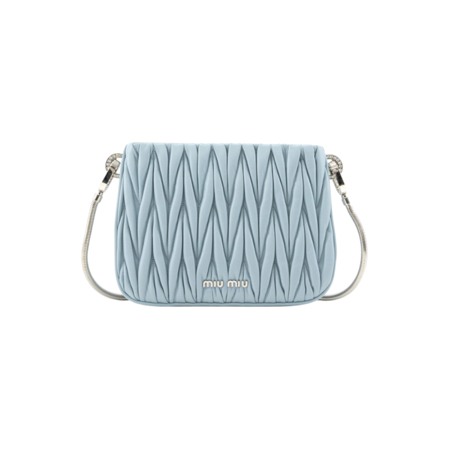 미우 미우 쌔씨 마테라쎄 나파 가죽 핸드백 스카이블루 5BA200N88F0012VGOO