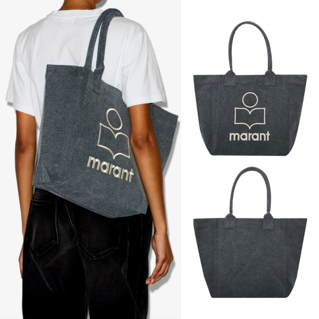 이자벨 마랑 스몰 옌키 로고 토트백 페이디드 블랙 PM0002FAA1X19M02FK