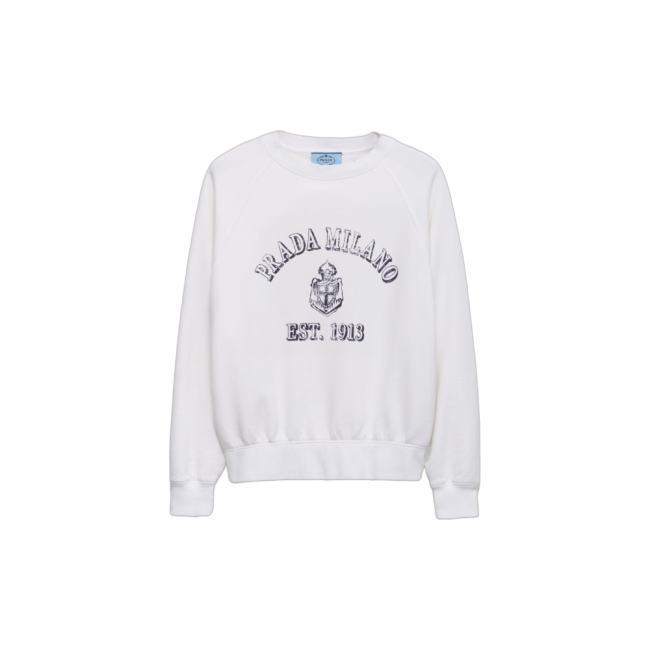 프라다 여성 코튼 크루넥 스웨트셔츠 화이트 13471616V5F0009
