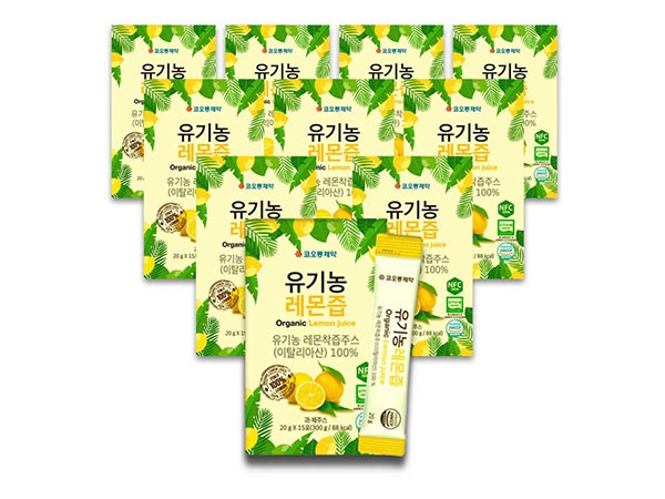 코오롱제약 유기농 NFC 이탈리아산 레몬100% 레몬즙 20gX15포X10 box
