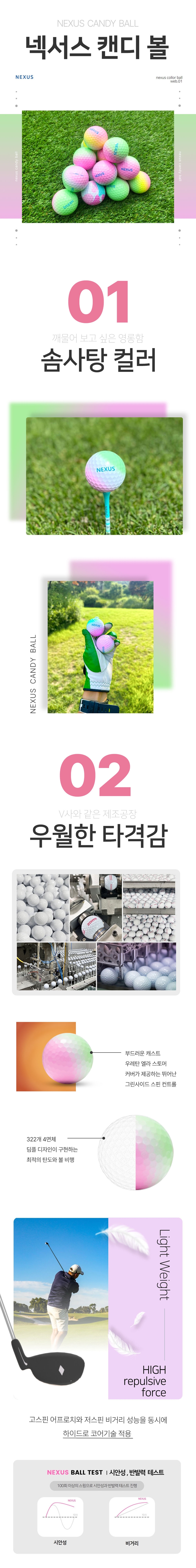 넥서스 캔디 골프공 3피스 12구  고반발 비거리 증가