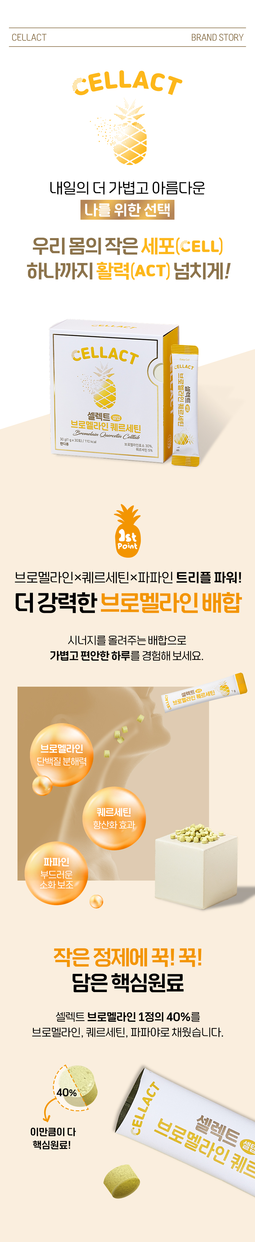 셀렉트 브로멜라인 퀘르세틴 셀탭 파인애플효소 파파인 30포