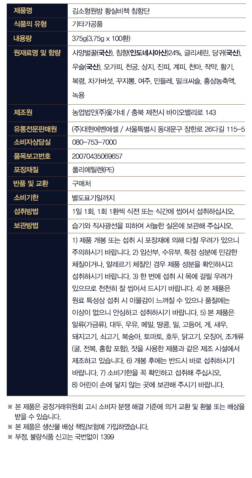 김소형원방 황실비책침향단 100환